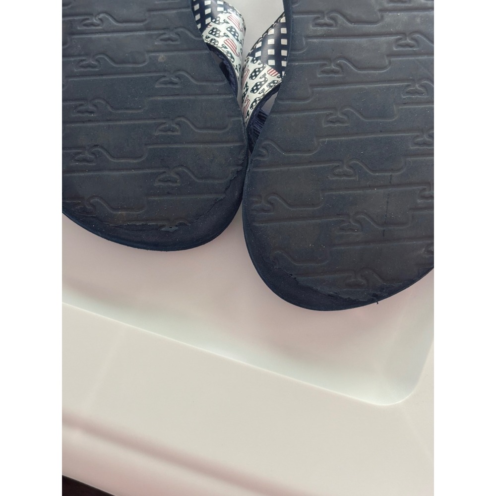Vineyard Vines Boys Navy Blue Patriotic Flag Whale Flip Flop Sandals Size 12 - Picture 5 of 5